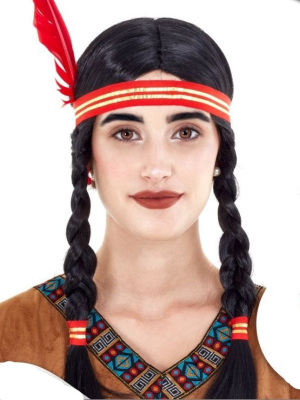 Peluca Trenzas India - Complementos Disfraces Indios y Vaqueros