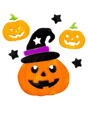 Pegatinas Calabaza con Gorro de Bruja en Gel