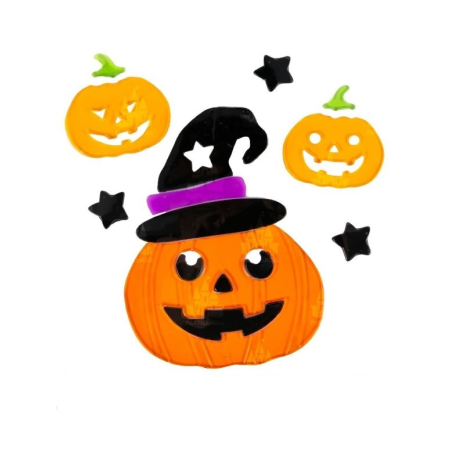 Pegatinas Calabaza con Gorro de Bruja en Gel