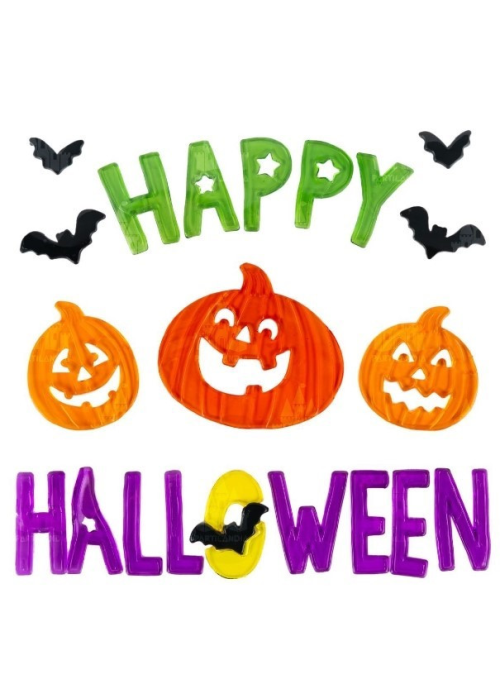 Pegatinas Happy Halloween Calabazas y murcielagos en Gel
