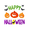 Pegatinas Happy Halloween Calabazas y murcielagos en Gel