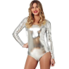 Body Plateado Brillo Manga Larga