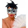 Antifaz con Plumas Plata - Mascaras y Antifaces