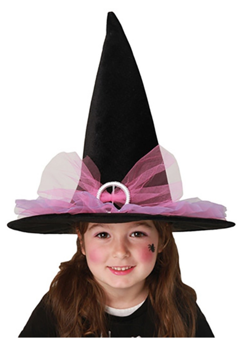 Sombrero Bruja Infantil Lazo Rosa