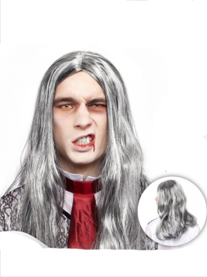 Peluca Melena Gris Larga - Complementos Disfraces Halloween