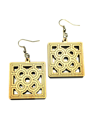 Pendientes Baldosa de Bilbao Madera