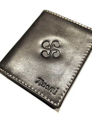 Cartera con Lauburu de Piel Negra  - Bolsos y Carteras