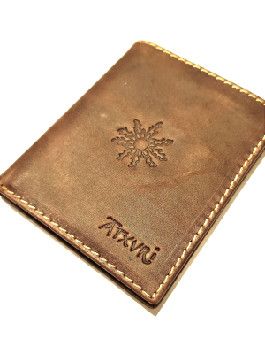 Cartera con Eguzkilore de Piel Marron - Bolsos y Carteras