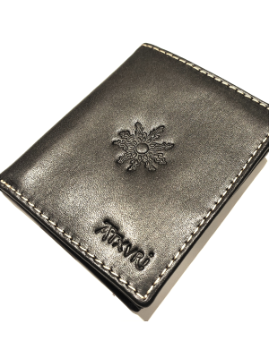 Cartera con Eguzkilore de Piel Negra - Bolsos y Carteras