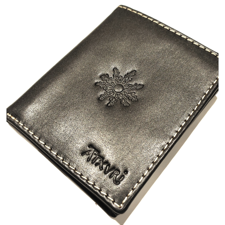 Cartera con Eguzkilore de Piel Negra - Bolsos y Carteras