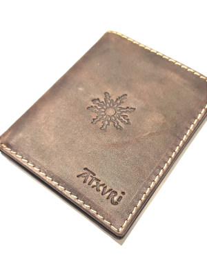 Cartera con Eguzkilore de Piel Marron Oscuro - Bolsos y Carteras