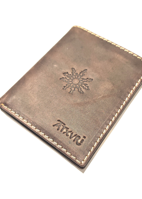 Cartera con Eguzkilore de Piel Marron Oscuro - Bolsos y Carteras