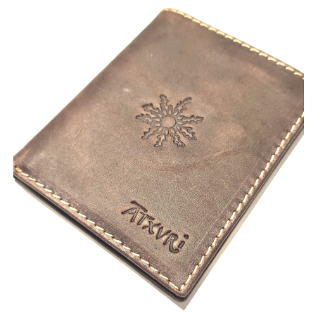 Cartera con Eguzkilore de Piel Marron Oscuro - Bolsos y Carteras
