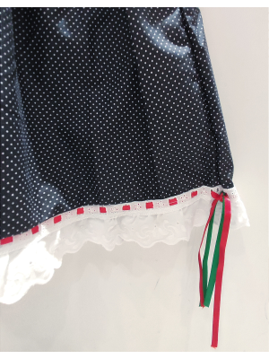 Falda Casera Negra Motas con Puntilla