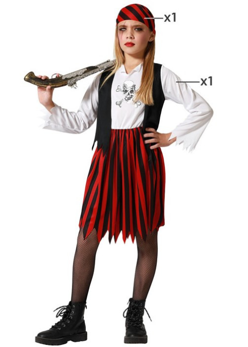 Disfraz de Piratesa Rayas Infantil - Disfraces de Piratas para Niñas