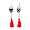 Pendientes Calaveras Con Pompom Rojo