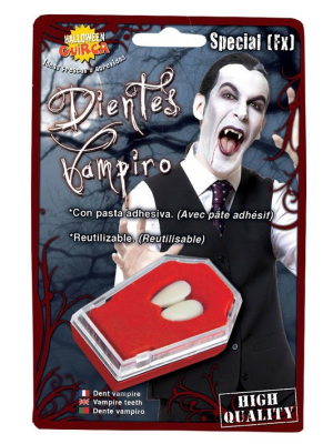 Colmillos de Vampiro con Pegamento - Dentaduras para Halloween
