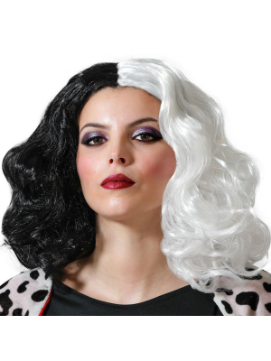 Peluca Blanca y Negra Melena