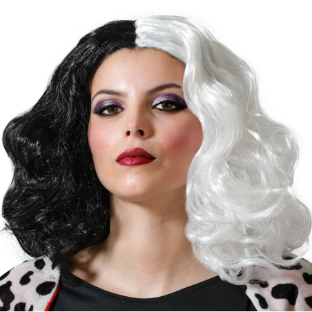Peluca Blanca y Negra Melena