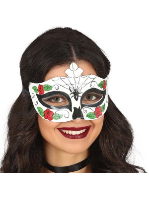 Antifaz Catrina con Araña - Mascaras Esqueletos y Calaveras