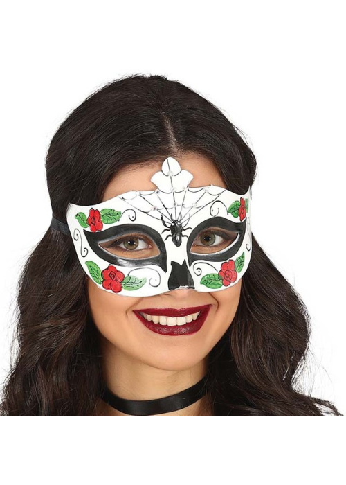 Antifaz Catrina con Araña - Mascaras Esqueletos y Calaveras
