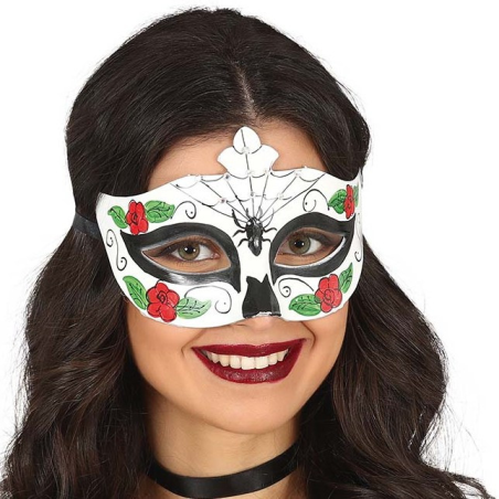 Antifaz Catrina con Araña - Mascaras Esqueletos y Calaveras