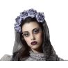 Diadema Con flores y Velo Gris