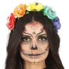 Diadema Flores Multicolor con Calveras