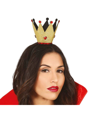 Diadema Con Corona con Brillos Rojos