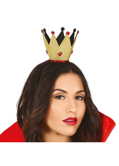 Diadema Con Corona con Brillos Rojos