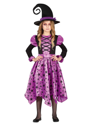 Disfraz de Bruja Morada Estrellitas Infantil