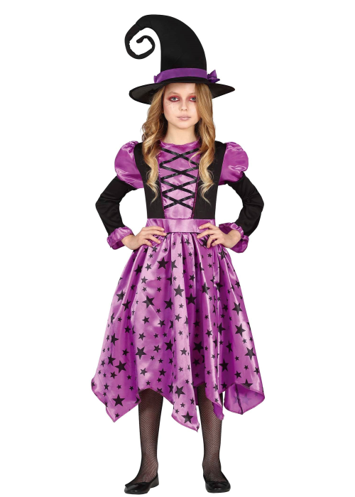 Disfraz de Bruja Morada Estrellitas Infantil
