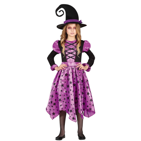Disfraz de Bruja Morada Estrellitas Infantil