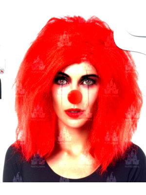 Peluca Melena Payasa Roja