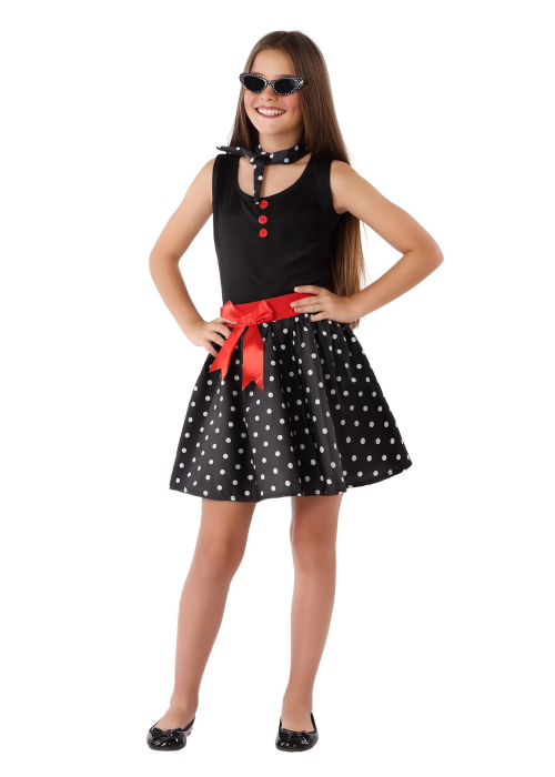 Disfraz de Años 60 Negro Niña