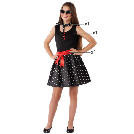 Disfraz de Años 60 Negro Niña