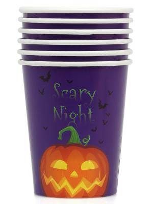 Vaso Morado Calabaza Halloween 6 Unid