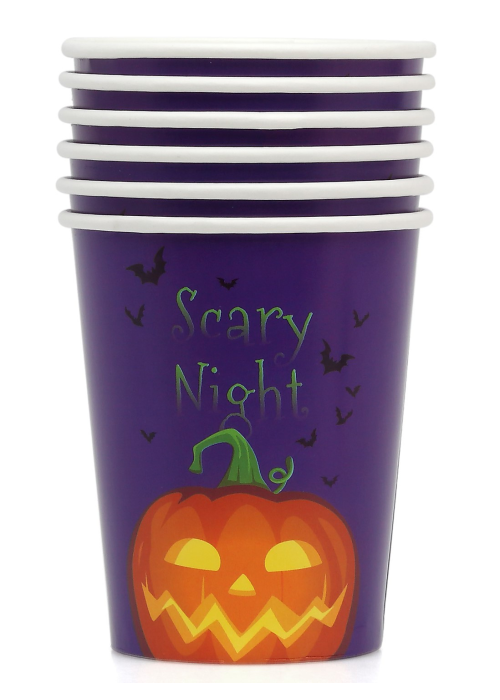Vaso Morado Calabaza Halloween 6 Unid