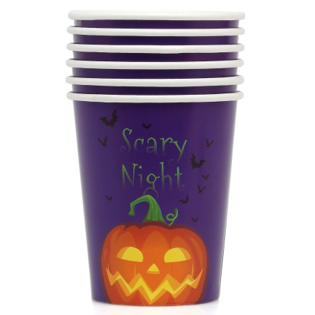 Vaso Morado Calabaza Halloween 6 Unid
