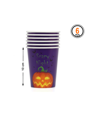 Vaso Morado Calabaza Halloween 6 Unid