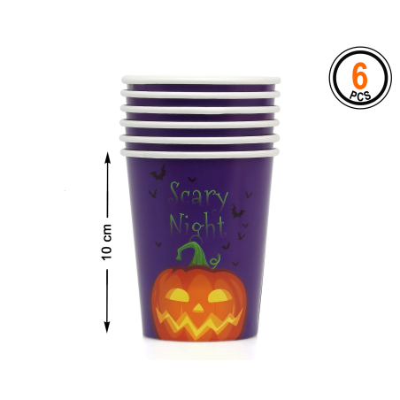 Vaso Morado Calabaza Halloween 6 Unid
