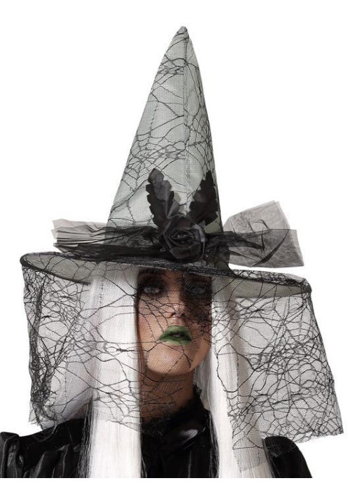Sombrero Bruja Blanco Con Velo
