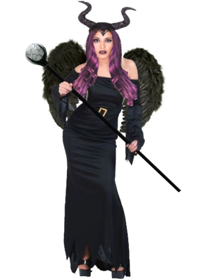 Disfraz de Malefica con cuernos y Alas para mujer