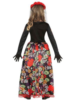 Disfraz de Catrina Rojo Largo Infantil