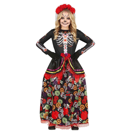 Disfraz de Catrina Rojo Largo Infantil