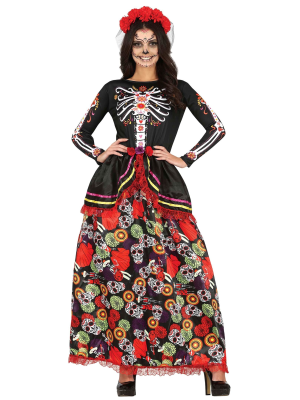 Disfraz de Catrina Rojo Largo