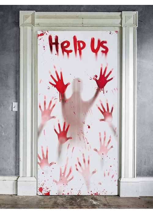 Decoracion de Puerta Help Us sangre