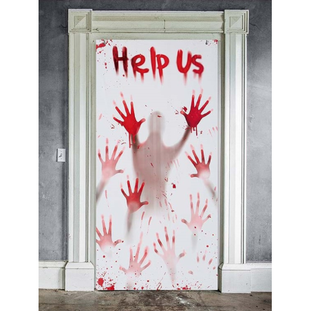 Decoracion de Puerta Help Us sangre
