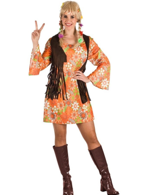 Disfraz de Hippie Naranja Mujer - Disfraces años 60-70 (Hippies)
