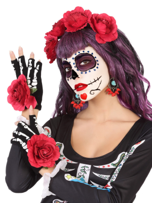Set de Catrina Diadema, Guantes y Pendientes